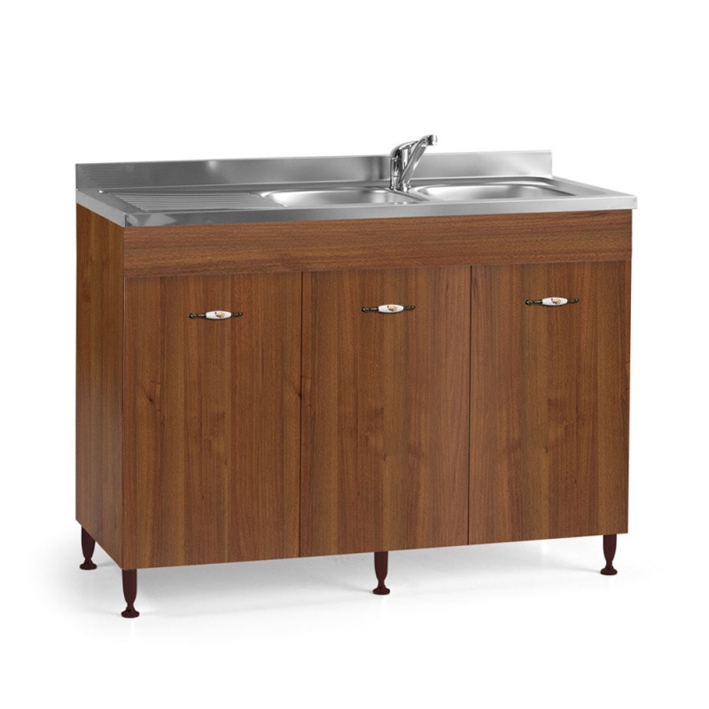 Sottolavello da cucina 3 ante noce antico reversibile Cm 120x50xH 85
