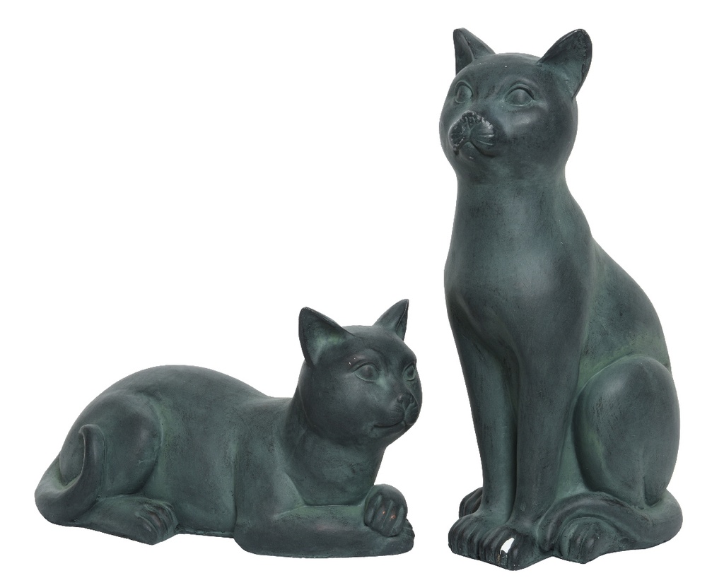 Statua da esterno in polimagnesio gatti verde antico