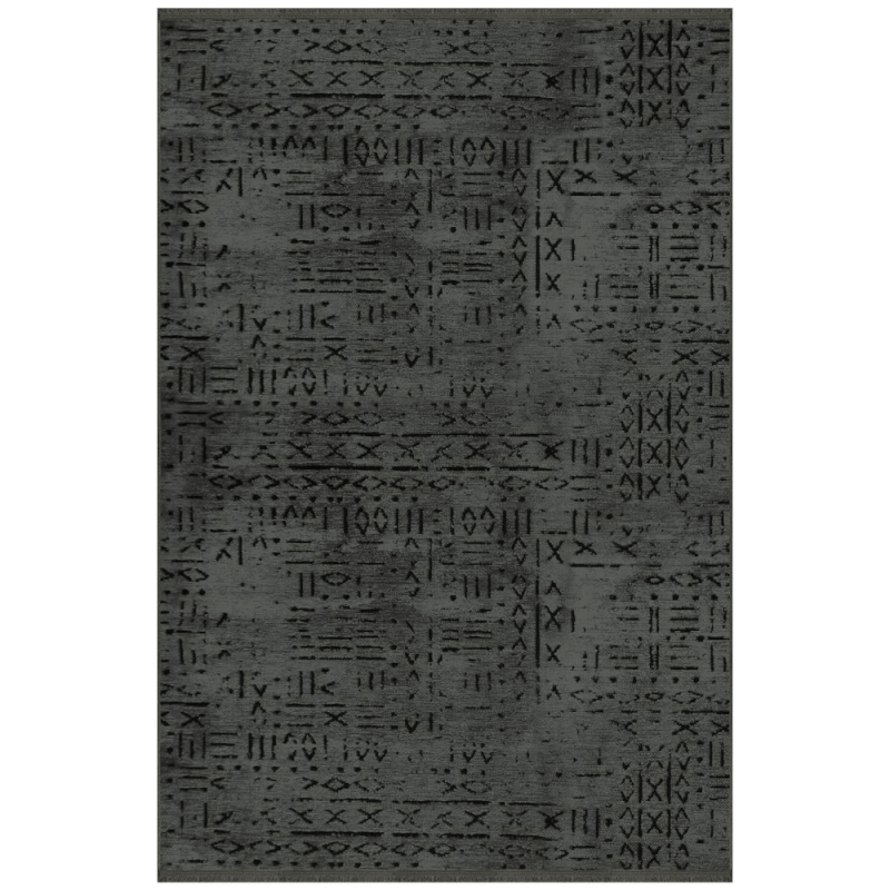 Tappeto ciniglia antiscivolo Vadi antracite decorazione geometrica 120x180 EFFEZ