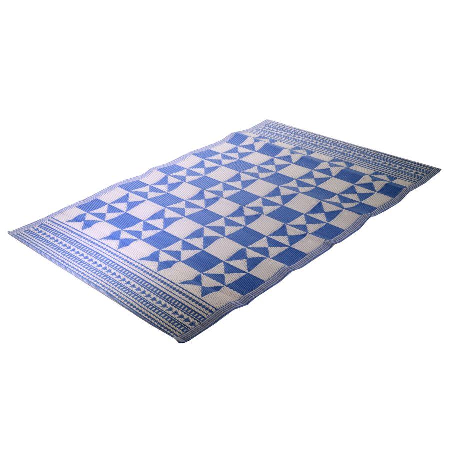 Tappeto poliestere triangoli blu cm 60x180x0.6