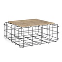 Tavolino in legno e acciaio stile industriale 80x80