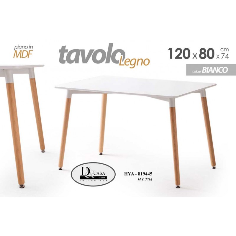 Tavolo MDF moderno urban industrial bianco rettangolare cm 120 x 80 x 74 h