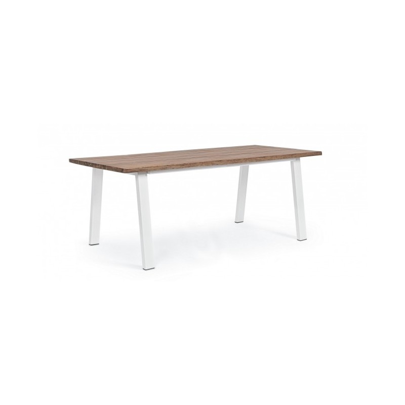 Tavolo Oslo da giardino Bianco-Naturale 100x200 cm