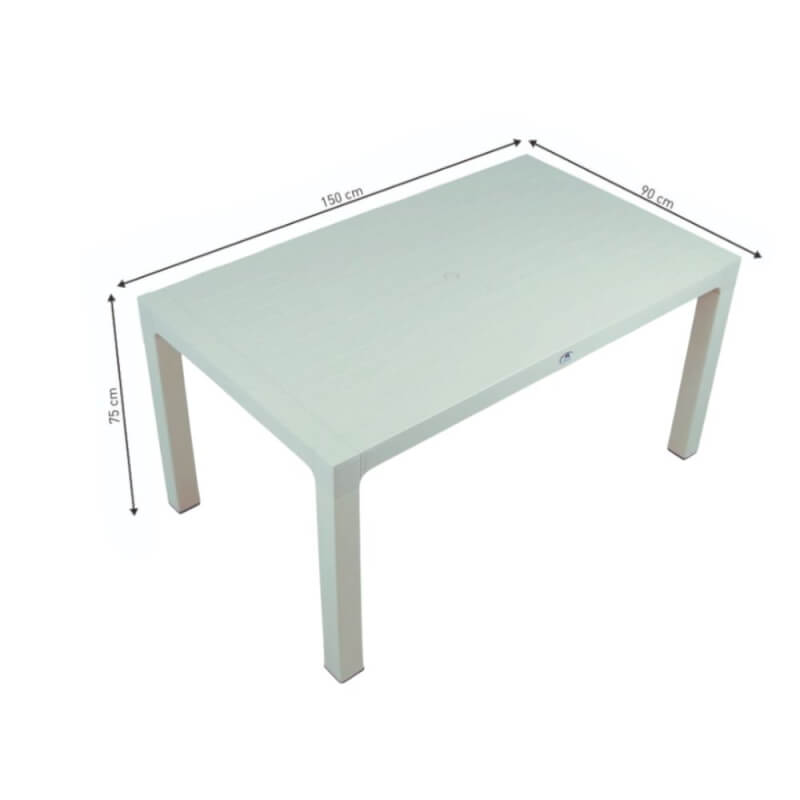 Tavolo Wood bianco polipropilene 150x90