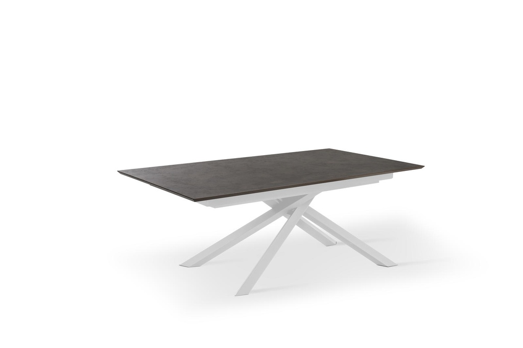 Tavolo allungabile con top ruggine e gambe bianche 170/270x90x76h cm