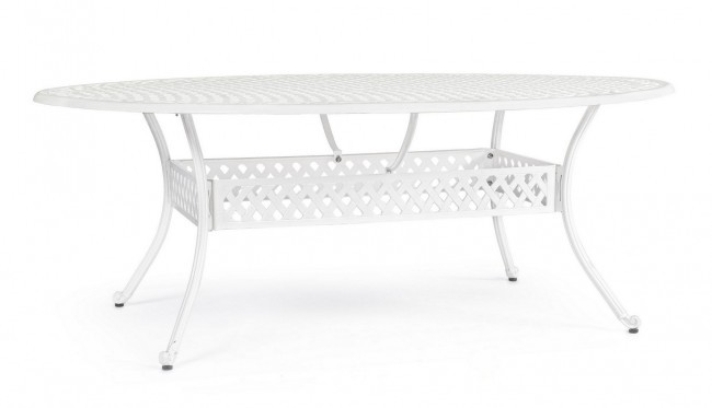 Tavolo arredo giardino alluminio ovale bianco Ivrea cm 148x201 iperbriko