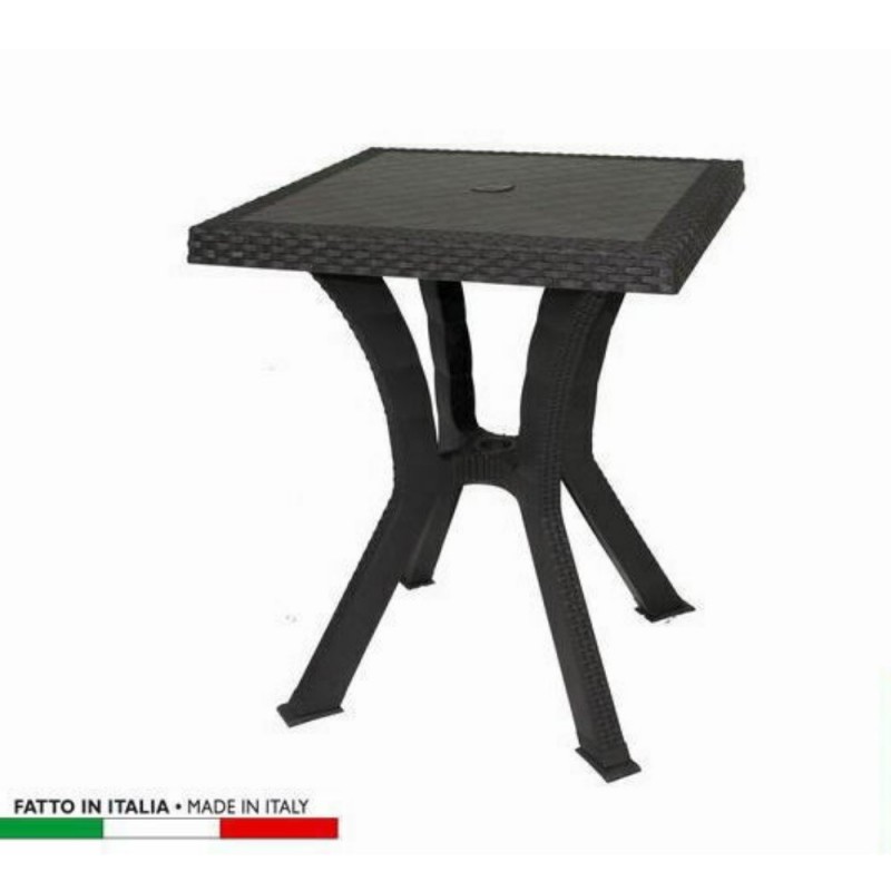 Tavolo da esterno quadrato Rigoletto Rattan Caffè cm 60 x 60