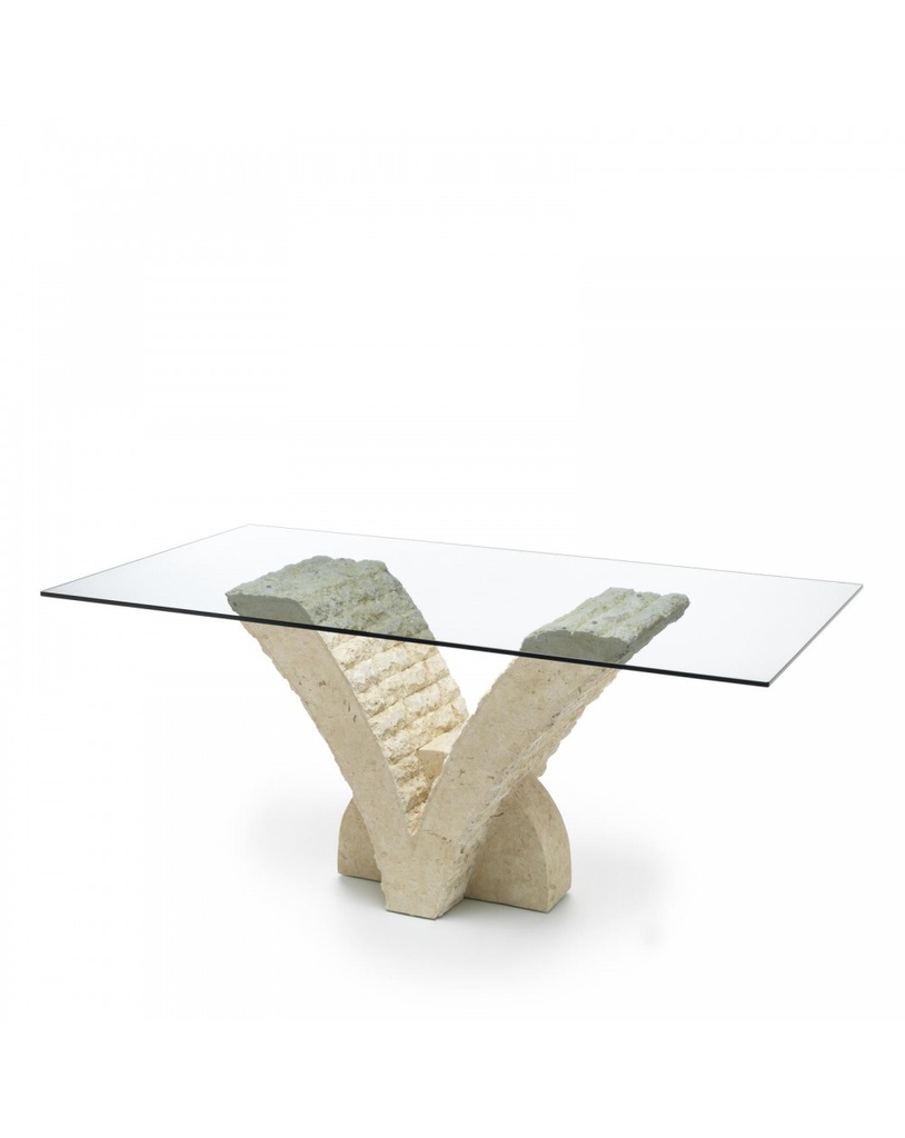 Tavolo fisso trasparente-beige 100 cm x 180 cm H. 76 cm