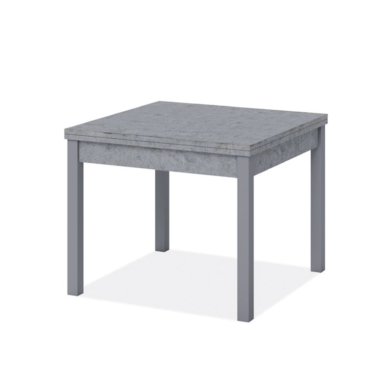 Tavolo pranzo grigio cemento apribile libro in legno nobilitato cm 90x90-180