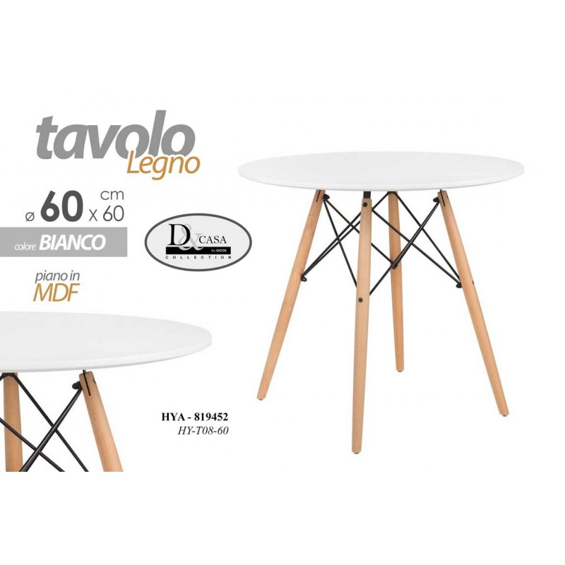 Tavolo tondo moderno urban industrial bianco cm 60