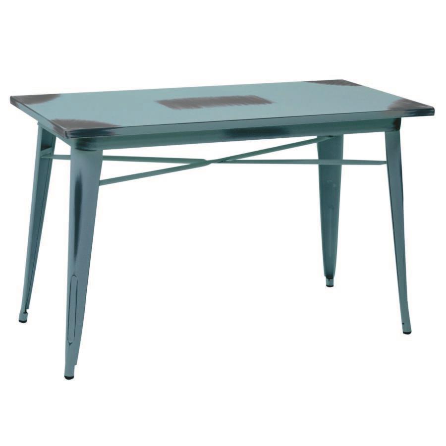 Tavolo top ferro bristol azzurro anticorettangolare cm 120x60h76