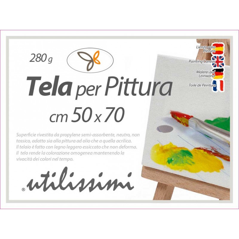 10x Tela per pittura con telaio quadro cm 50 x x70 gr 280