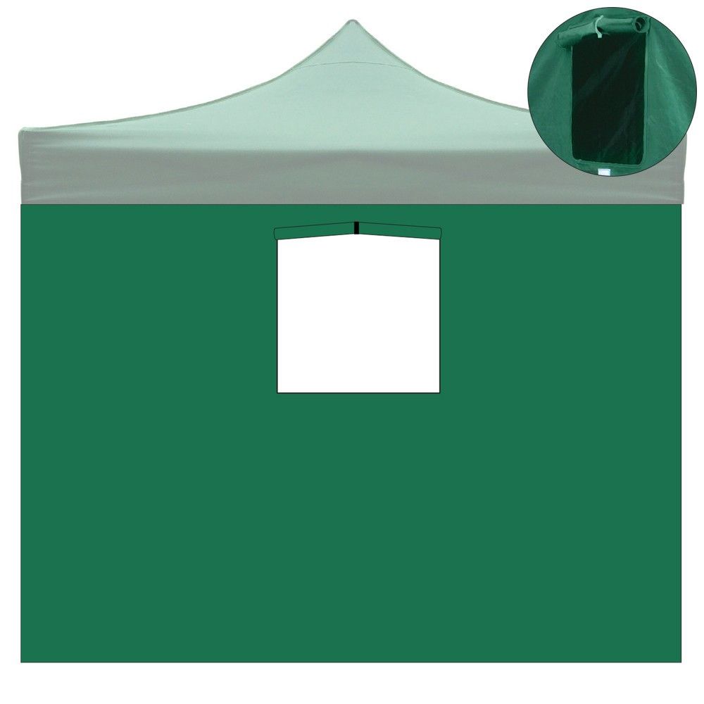 Telo laterale verde impermeabile con finestra per gazebo richiudibile 3x3mt