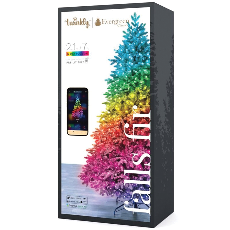 Twinkly Albero Pre-Illuminato Falls Fir 660 Led - 2,1 M, Controllabile Via App