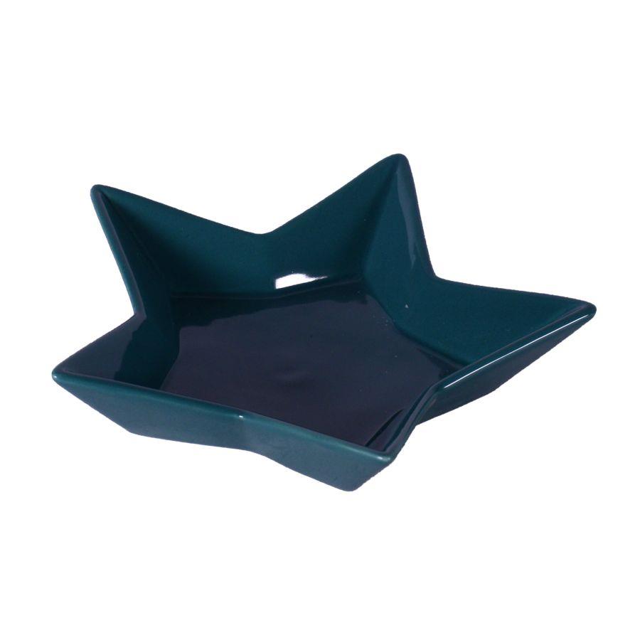Vassoio ceramica verde stella cm22x22h4,3