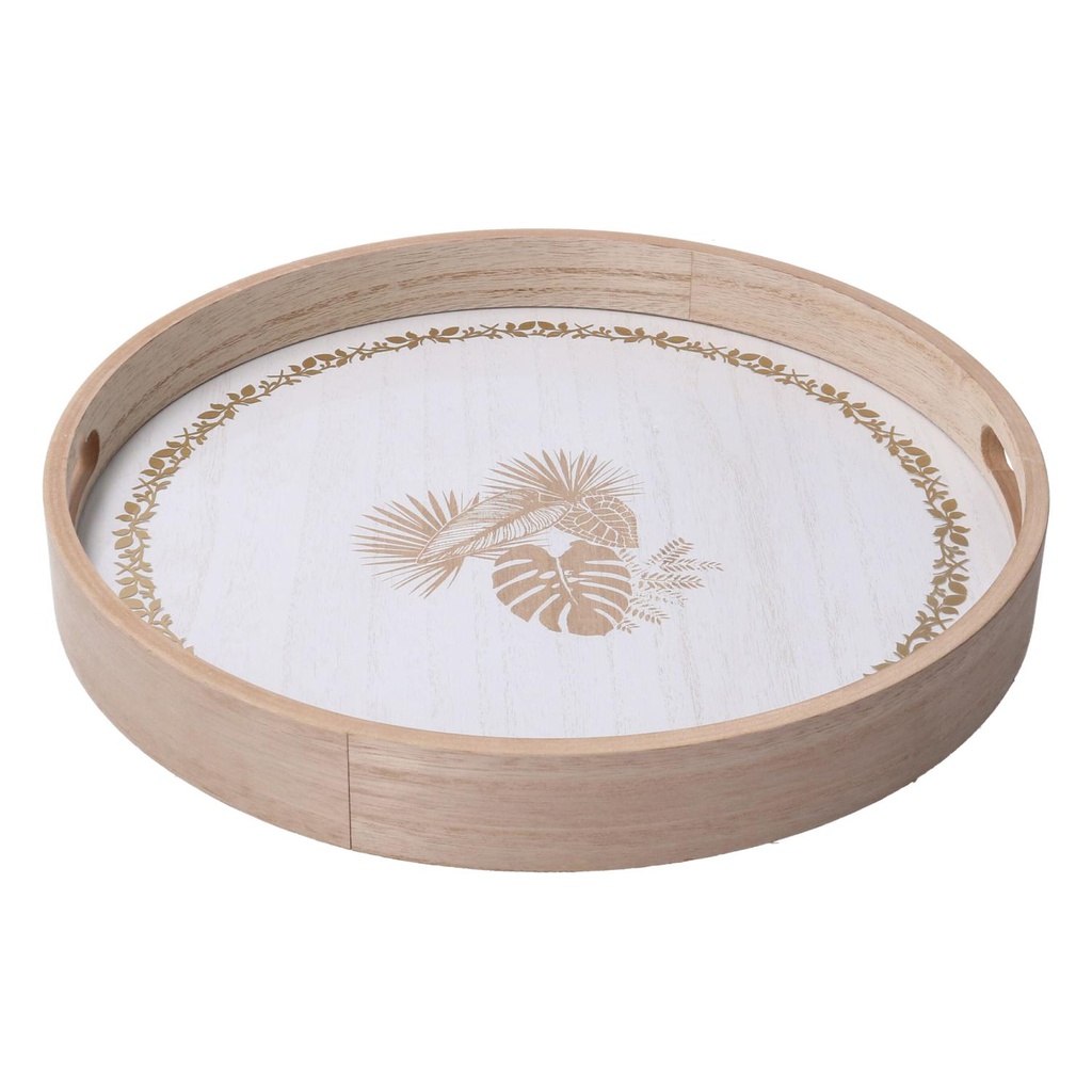 Vassoio legno bianco tondo cmø35h4