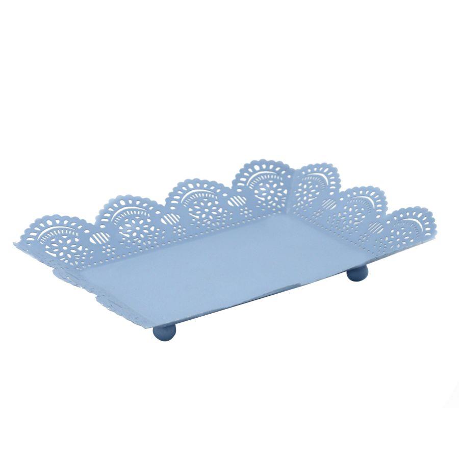 Vassoio metallo azzurro cm25x17h4