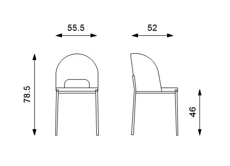 4x Sedia in tessuro grigio e gambe antracite 555x78,5h cm