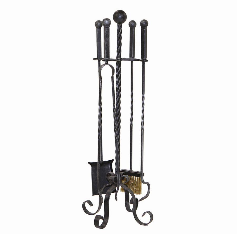 Accessori camino metallo twister 4 pezzi su base cm27h75