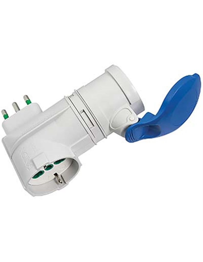 Adattatore 16A Presa Blu + 16A Bipasso + Schuko FME 2P+T 16A IP44