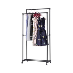 [1933331] Appendiabiti doppio nero con rotelle portatile cm 78.5 x 41 x 165 h