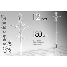 [GIC623554MAG] 2x Appendiabiti in ferro bianco cm 24 x 180 h