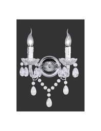 [TRIOR25072000] Applique Cromo 2 Luci Lüster Con Pendenti Decorativi Trasparenti Trio Lighting