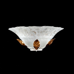 [BL175-AP1-BO] Applique in ferro Marrone Oro una luce paralume in vetro Bianco e Oro 33x16x h14 cm