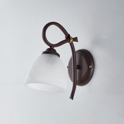 [BL217-AP1-RG] Applique in ferro Nero ruggine una luce paralume in vetro Alabastro Bianco 23x h25 cm