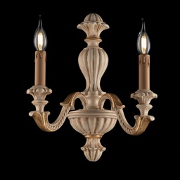 [BL180-AP2-AV] Applique in legno Avorio e foglia Oro due luci 31x h40 cm