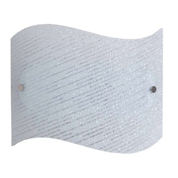 [ZOE/AG] Applique in vetro lastra graniglia bianco finali in cromo 31x9xh.25 cm