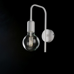 [BL203-AP1-BA] Applique industrial da parete in ferro Bianco e Argento una luce diametro 18x h27 cm
