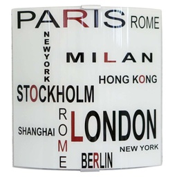 [CAPITALI/AG] Applique lastra vetro bianco decorato ganci argento 26x8xh.26 cm