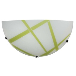 [DARIO/AP VE] Applique lastra vetro bianco verde ganci in cromo 30x10xh.15 cm