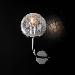 [BL213-AP1-CR] Applique moderna in ferro cromo lucido sfera in vetro trasparente