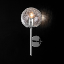 [BL215-AP1-CR] Applique moderna in ferro cromo lucido sfera in vetro trasparente