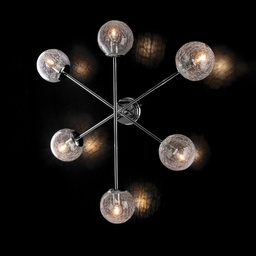 [BL215-PL6-CR] Applique moderna in ferro cromo lucido sfera in vetro trasparente cm 78