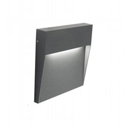 [SOV98154/16] Applique quadrata in alluminio pressofuso con diffusore satinato - 3W, 361 lumen, luce calda grafite