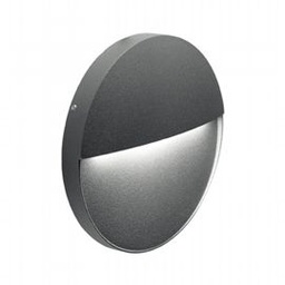 [SOV99157/16] Applique tonda in alluminio pressofuso con diffusore satinato - 6W - 772 lumen - Luce naturale - IP65 grafite