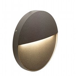 [SOV98157/27] Applique tonda in alluminio pressofuso con diffusore satinato - 6W, 680 lumen, luce calda caffe'