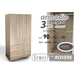 [GIC681608] Armadio tre ante rovere con cassetti cm 90 x 42 x 180 h
