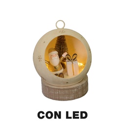 [V6195940000] Babbo natale metallo led dentro pallinaoro cm ø11h15