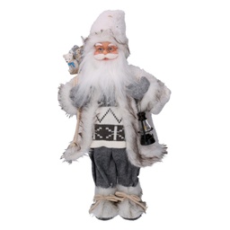 [V6191530000] Babbo natale tessuto con regali e lanterna grigio cm30x17,5h60