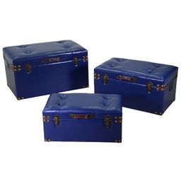 [V3813830000] Baule blu ecopelle set da 3 pezzi di diverse misure