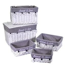 [V3862430000] Baule in vimini con 3 cassetti bianco