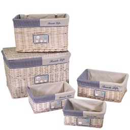 [V3862420000] Baule in vimini mare con 3 cassetti crema