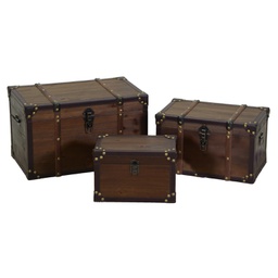[V3862460000] Baule legno ecopelle 1-3 marrone rettangolare cm 50x30h30