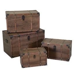[V3862470000] Baule legno ecopelle 1-4 marrone rettangolare cm 68x38h40