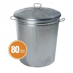 [1939869] Bidone rifiuti in acciaio zincato 80 Litri diametro 47x h58 cm