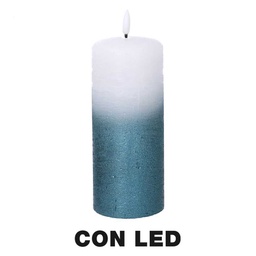 [V5512240000] Candela paraffina led azzurro cm ø8h18